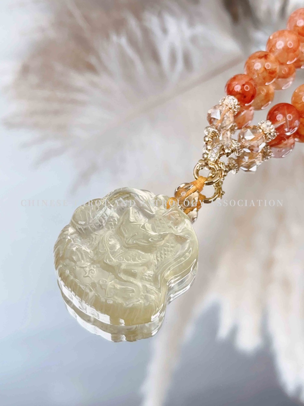 （双蛇狐狸 红胶花六道木黄水晶）项链